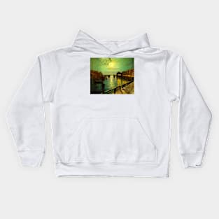 Whitby Harbor by Moonlight - John Atkinson Grimshaw Kids Hoodie